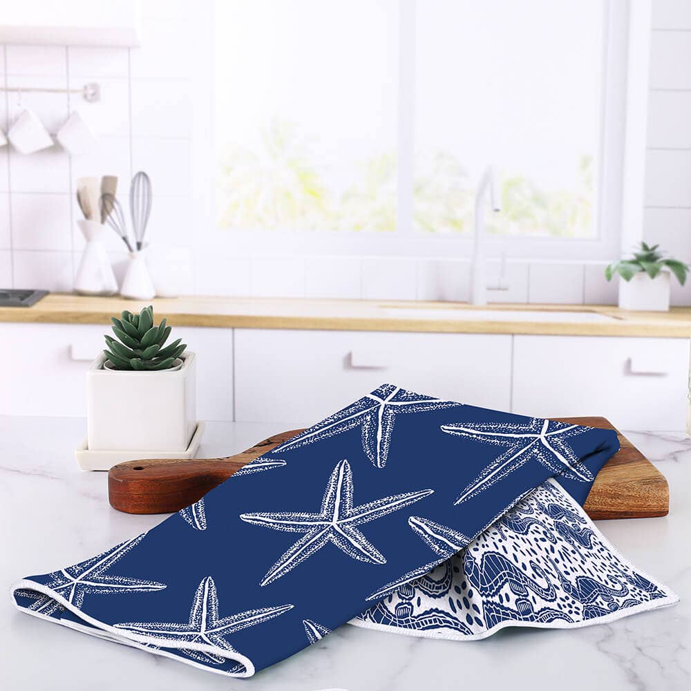 Starfish Navy Eco Kitchen Tea Towel
