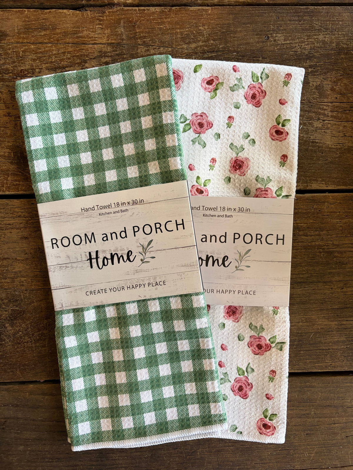 Green Grass Gingham - Hand Towel - Microfiber Recycled 2side