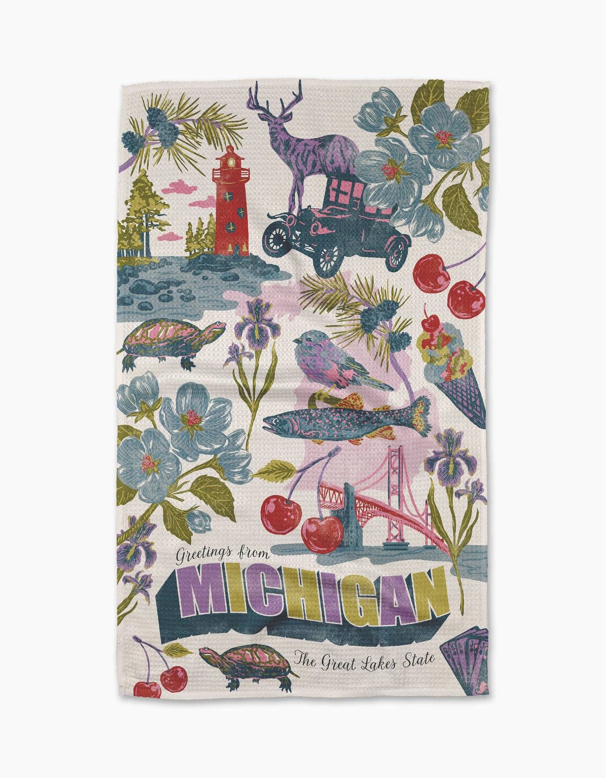 Greetings From Michigan Tea Towel