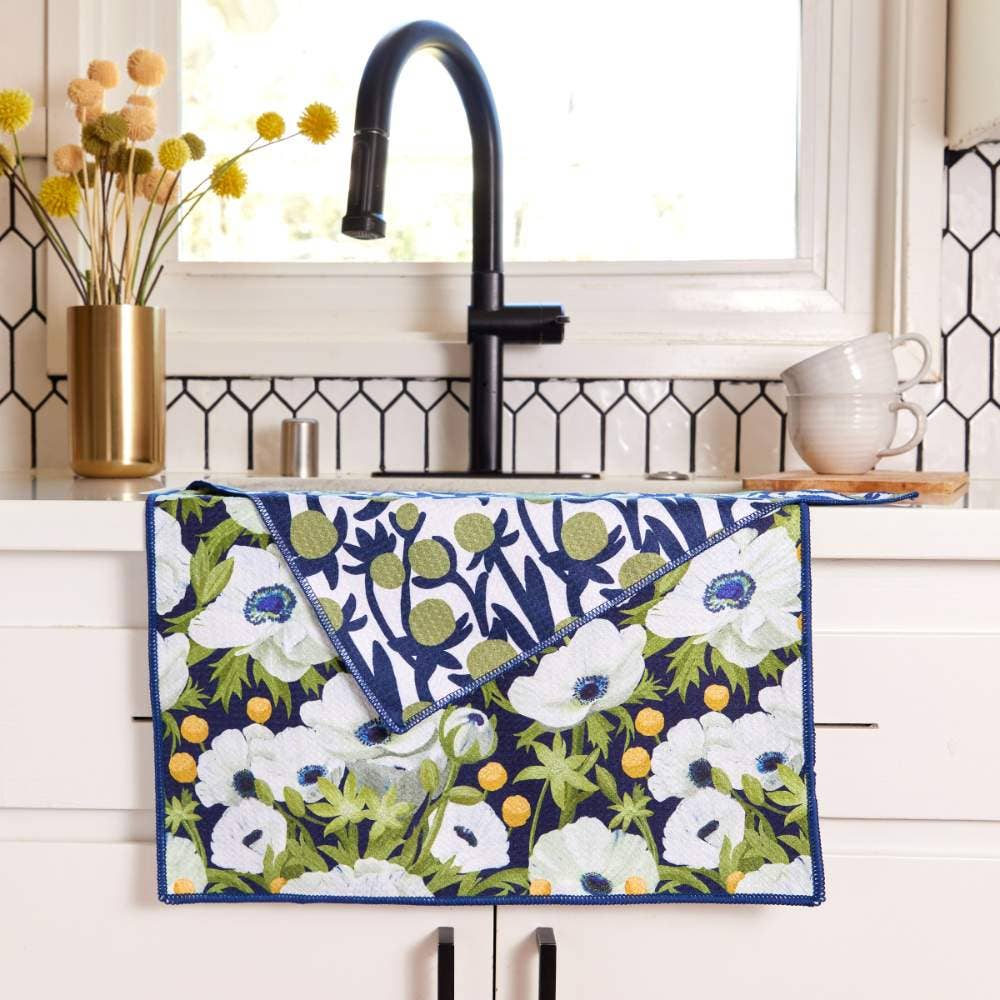 Anemone Poppy Eco Kitchen Tea Towel