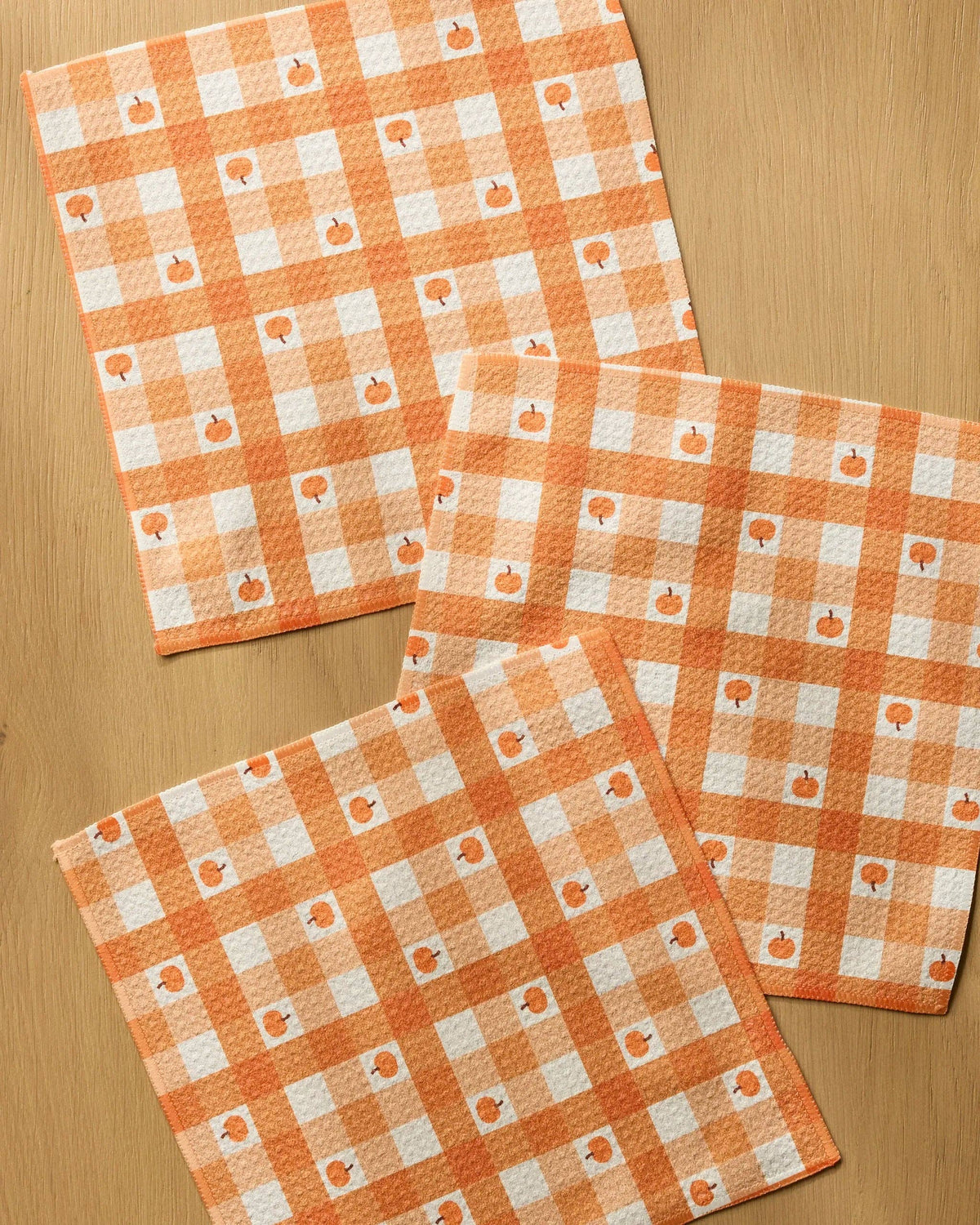 Pumpkin Check Dishcloth Set