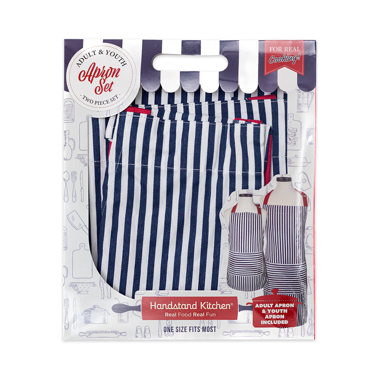 Striped Adult and Youth Apron Set - Matching 2pc Set