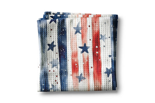 Red White Blue Flag Kitchen Towel Waffle