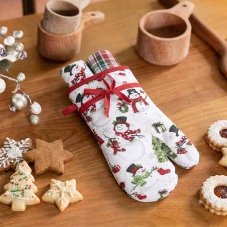 3-Pack Christmas Set: Two Kitchen Towels In Oven Mitt