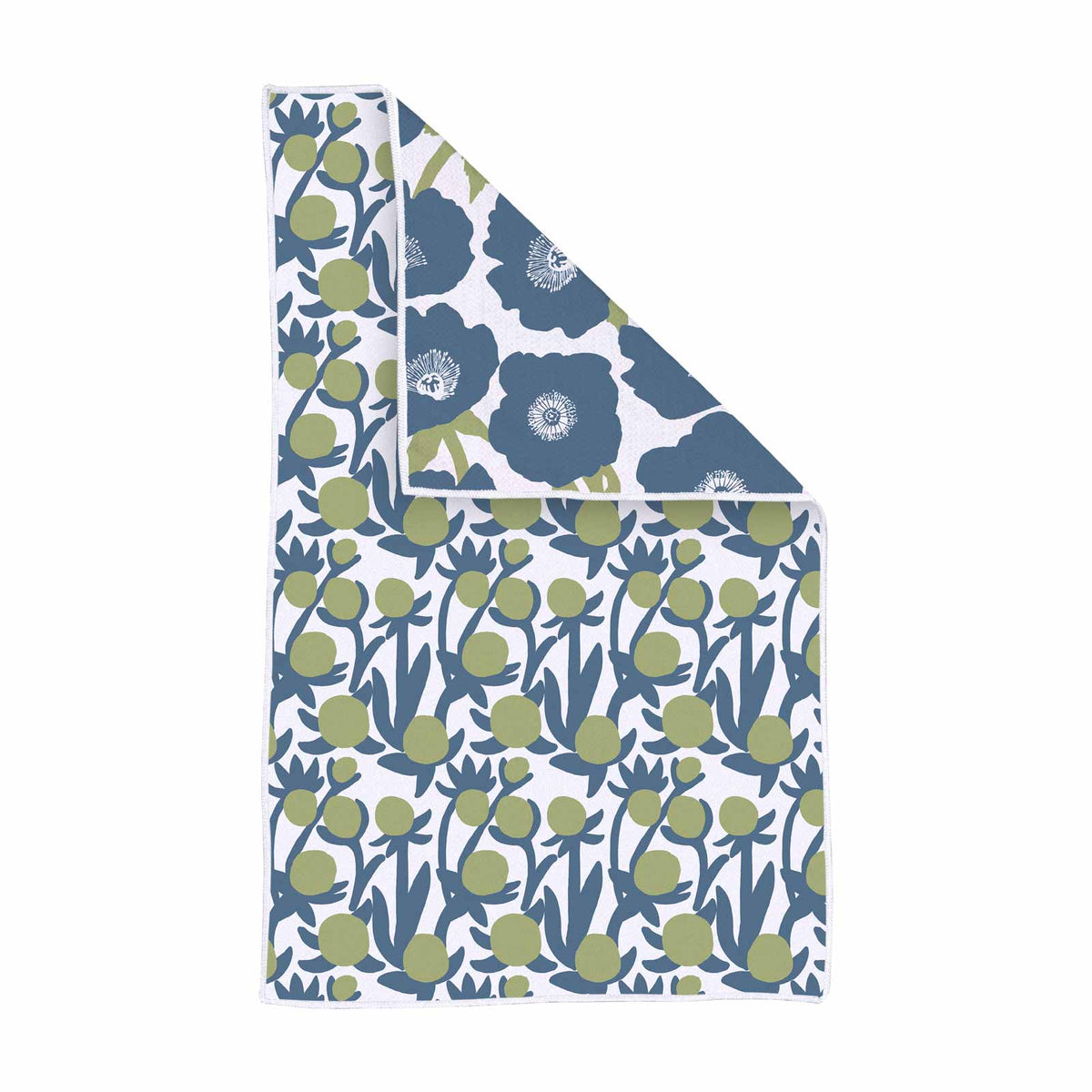 Soft Bloom Blue Green Eco Kitchen Tea Towel