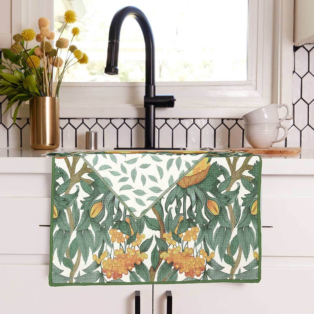 Icelandic Poppies Gold Eco Tea Towel