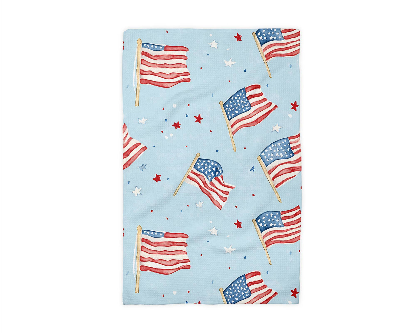 Blue Patriotic Red White Blue Flag Kitchen Towel Waffle