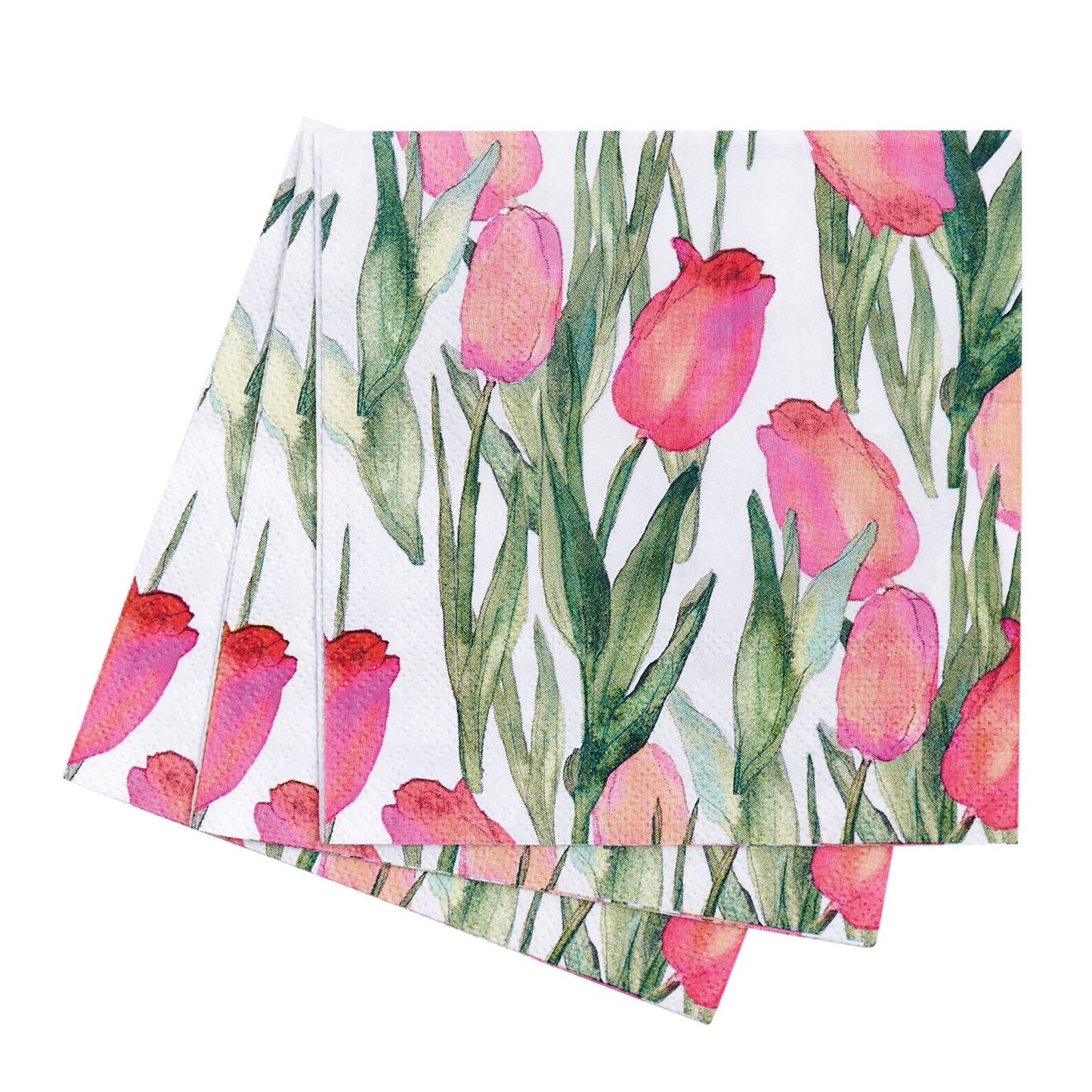 Pink Tulips Paper Cocktail Napkins (Pack of 25)