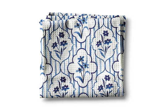 Blue Chinoiserie Floral Kitchen Towel Vase Blue White Spring Bow