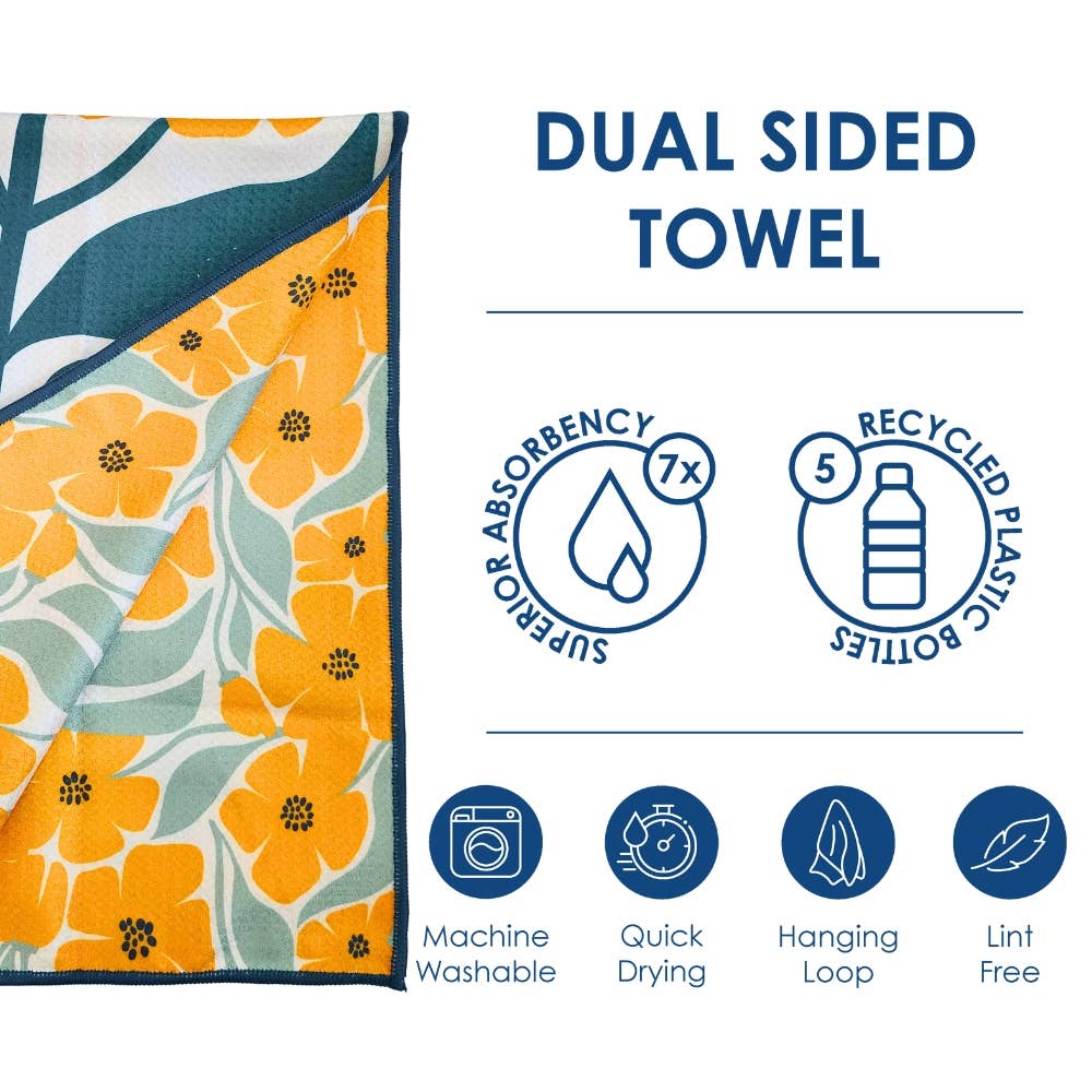 Orange - Dual Sided Hand Towels - Microfiber Kitchen Towels