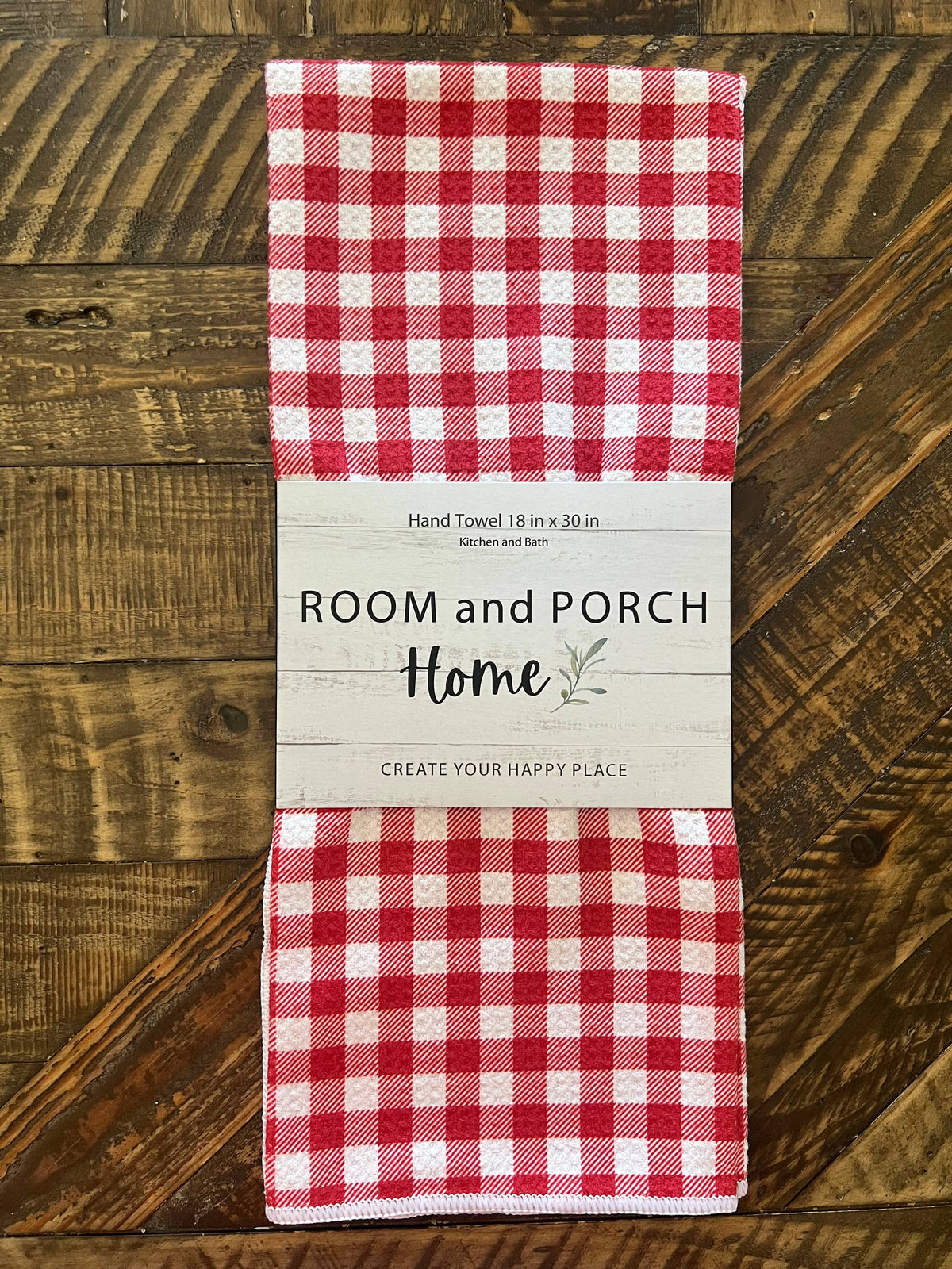 Strawberry Red Gingham Tea/Hand Towel-Recycled 2 sided