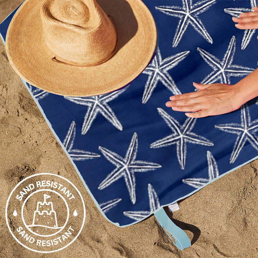 Starfish Navy Reversible Eco Beach Towel