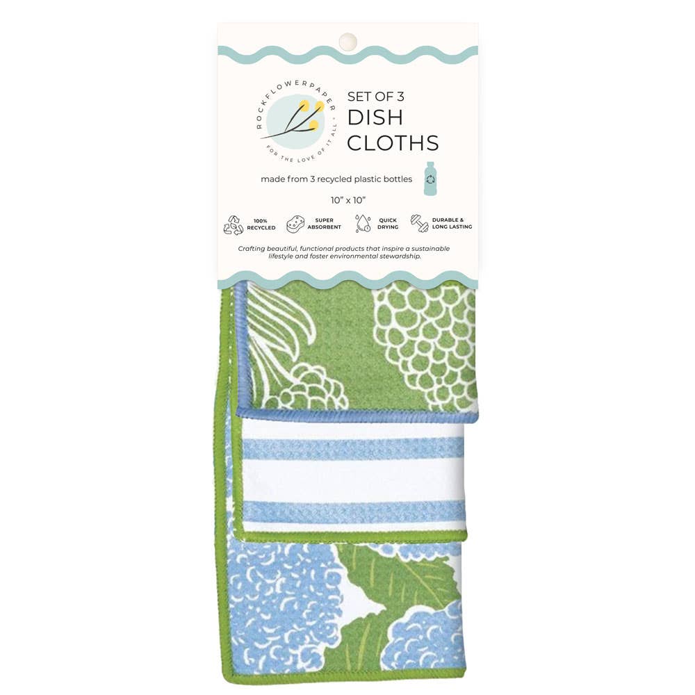 Blue Hydrangea Eco Dish Cloth (Set of 3)