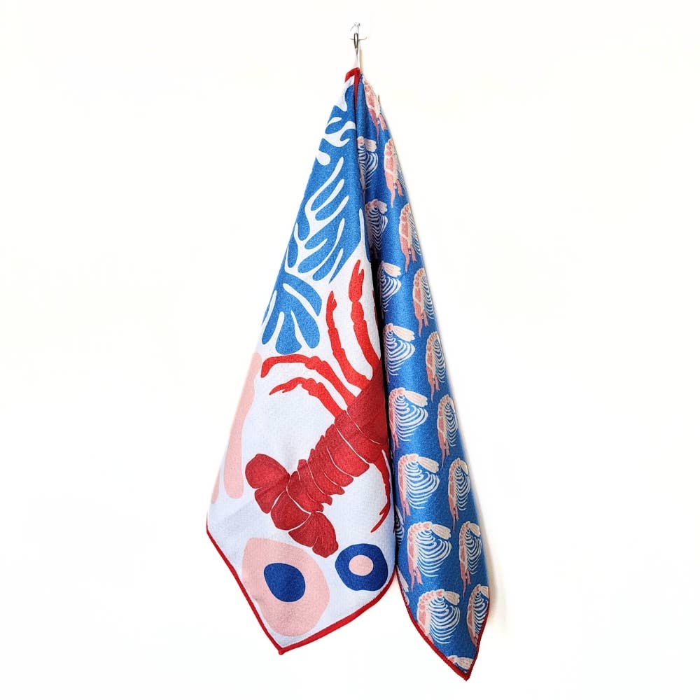 Lobster - Dual Sided Hand Towel- Microfiber Kitchen Towel