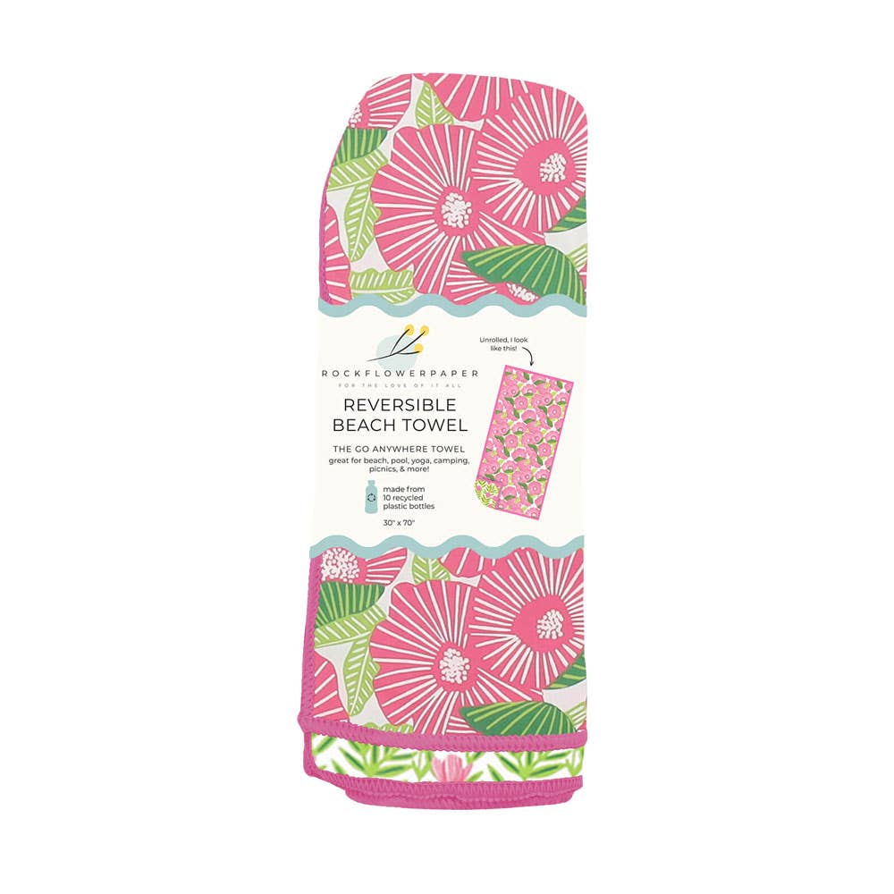 Pink Papaver Reversible Eco Beach Towel
