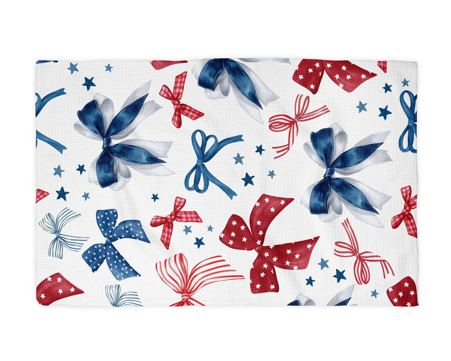 Ribbons Red White Blue Flag Kitchen Towel Waffle