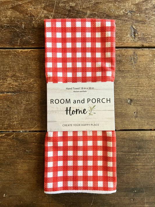 Red Gingham Tea/Hand Towel-Recycled Double-Sided