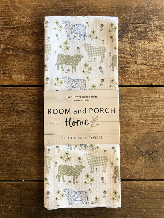 Farmhouse Cows Hand/Tea Towel - Recycled Microfiber 2 sided