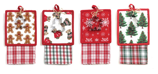 3-Pack Christmas Cookie Cutter, Pot Holder & Towel